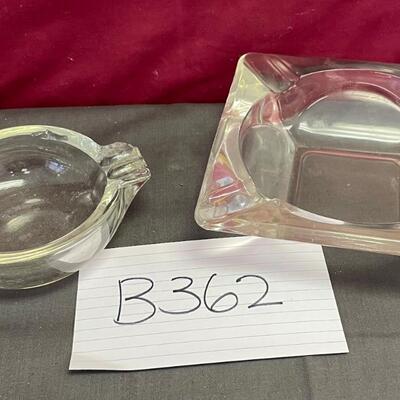 2-clear glass ashtrays