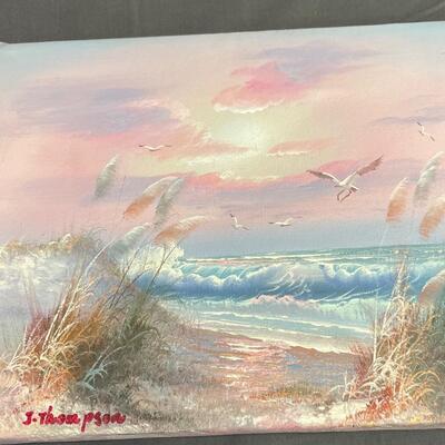 Pieces of coral and beach painting