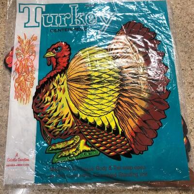 Vintage BEISTLE Diecut Turkey Honeycomb with Original Packaging Paper Thanksgiving
