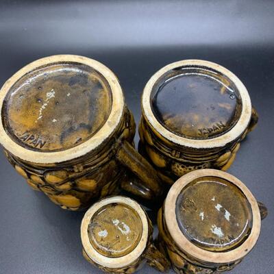 Vintage Ceramic Measuring Cups with Daisy and Fruit Patterns - Various sizes