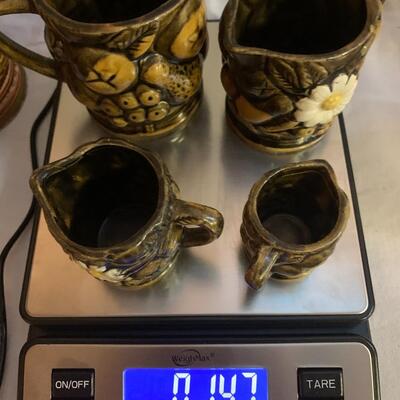 Vintage Ceramic Measuring Cups with Daisy and Fruit Patterns - Various sizes