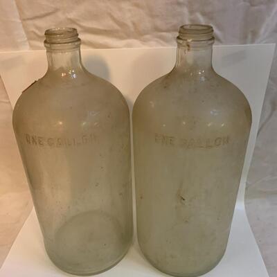 Two Vintage 1 Gallon Glass Jugs New Jersey - 13â€ high x 6â€ wide approx each