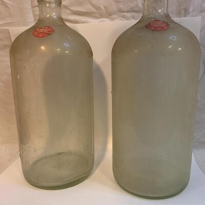 Two Vintage 1 Gallon Glass Jugs New Jersey - 13â€ high x 6â€ wide approx each