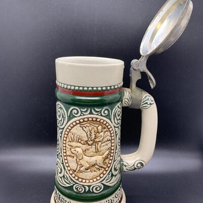 Vintage Avon Beer Stein 1978 Hunting and Fishing "Rainbow Trout & English Setter" Made In Brazil - 9.5â€ high x 5.5â€...