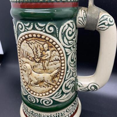Vintage Avon Beer Stein 1978 Hunting and Fishing "Rainbow Trout & English Setter" Made In Brazil - 9.5â€ high x 5.5â€...