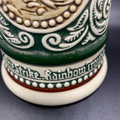 Vintage Avon Beer Stein 1978 Hunting and Fishing "Rainbow Trout & English Setter" Made In Brazil - 9.5â€ high x 5.5â€...
