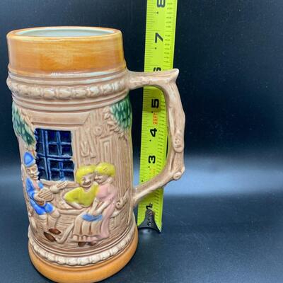 Vintage Ceramic Beer Stein Dancing to Folk music - 7.5â€ tall x 5â€ wide approx