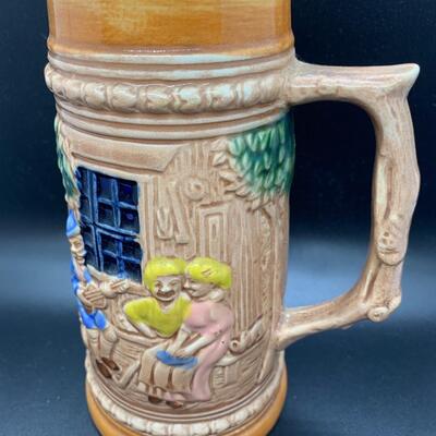 Vintage Ceramic Beer Stein Dancing to Folk music - 7.5â€ tall x 5â€ wide approx