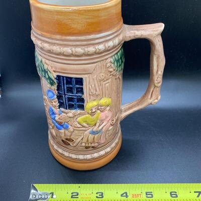 Vintage Ceramic Beer Stein Dancing to Folk music - 7.5â€ tall x 5â€ wide approx