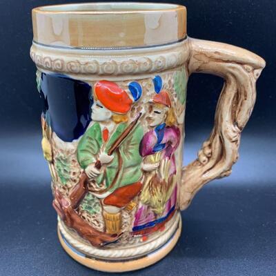 2 Vintage Ceramic Mugs or Beer Steins - 6â€ tall x 4.5 wide & 5â€ tall x 4â€ wide approx