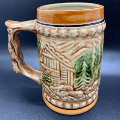 2 Vintage Ceramic Mugs or Beer Steins - 6â€ tall x 4.5 wide & 5â€ tall x 4â€ wide approx