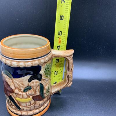 2 Vintage Ceramic Mugs or Beer Steins - 6â€ tall x 4.5 wide & 5â€ tall x 4â€ wide approx