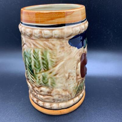 2 Vintage Ceramic Mugs or Beer Steins - 6â€ tall x 4.5 wide & 5â€ tall x 4â€ wide approx