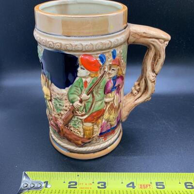 2 Vintage Ceramic Mugs or Beer Steins - 6â€ tall x 4.5 wide & 5â€ tall x 4â€ wide approx