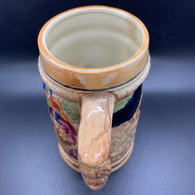 2 Vintage Ceramic Mugs or Beer Steins - 6â€ tall x 4.5 wide & 5â€ tall x 4â€ wide approx