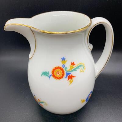 Vintage Ceramic Coffee Tea Pot and creamer - 10.5â€ tall x 7.5â€ wide pot & 5â€ tall x 4â€ wide creamer approx