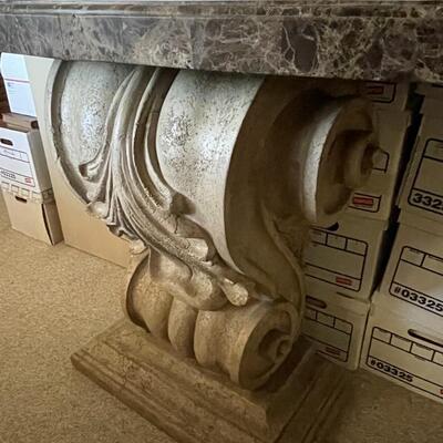 LOT 18  MASSIVE STONE & MARBLE CONSOLE TABLE