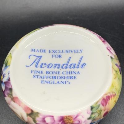 2 Vintage Trinket Pill Boxes English AVONDALE Fine BONE CHINA - 2.5â€ wide x 1â€ high