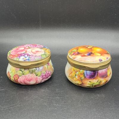 2 Vintage Trinket Pill Boxes English AVONDALE Fine BONE CHINA - 2.5â€ wide x 1â€ high