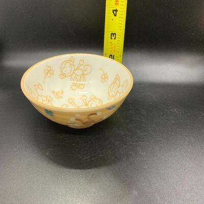 2 SCHEN MADE IN JAPAN PORCELAIN CHILDS RICE BOWLS MONKEY Fun - 4â€ diameter x 2â€ high approx
