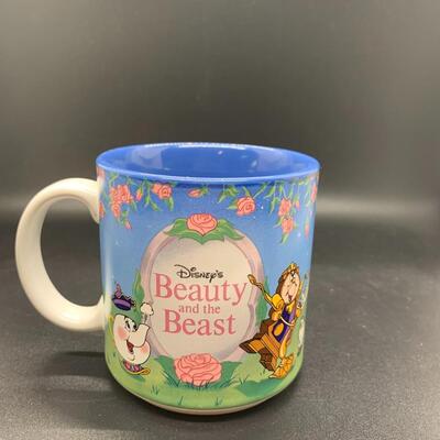 2 Disney Mugs & 1 Plate - Beauty and the Beast & Walt Disney World Official “Grandma” Mug & DISNEY CASTLE 6” Decorative Plate DISNEYLAND...