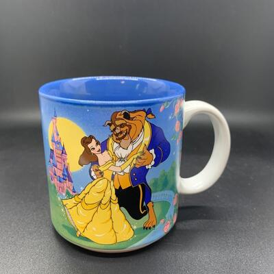 2 Disney Mugs & 1 Plate - Beauty and the Beast & Walt Disney World Official “Grandma” Mug & DISNEY CASTLE 6” Decorative Plate DISNEYLAND...