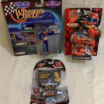 3 NASCAR items - 2 cars and 1 Starting Lineup Figure 4.5â€ tall approx