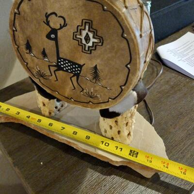 â€œC.J. Prophet, Mimbres 1100ADâ€ Drum, Cactus and Animal Hide Lamp