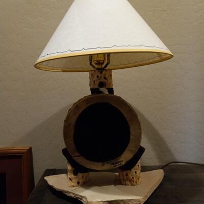 â€œC.J. Prophet, Mimbres 1100ADâ€ Drum, Cactus and Animal Hide Lamp