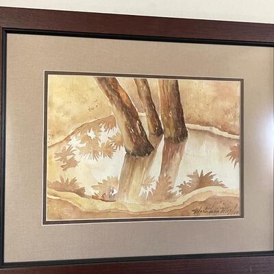 LOT 34  ORIGINAL WATER COLOR IN SEPIA TONE BY MARTA LUCIA VELEZ "BAMBOO" COLOMBIA S.A.