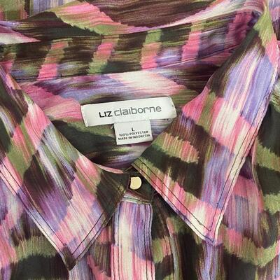 LIZ CLABORNE - COLORFUL WOMENâ€™S BLOUSE - SIZE L