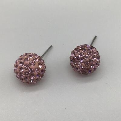 Silver 925 pink Rhinestone Earrings