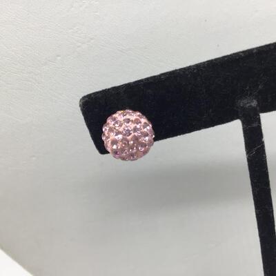 Silver 925 pink Rhinestone Earrings