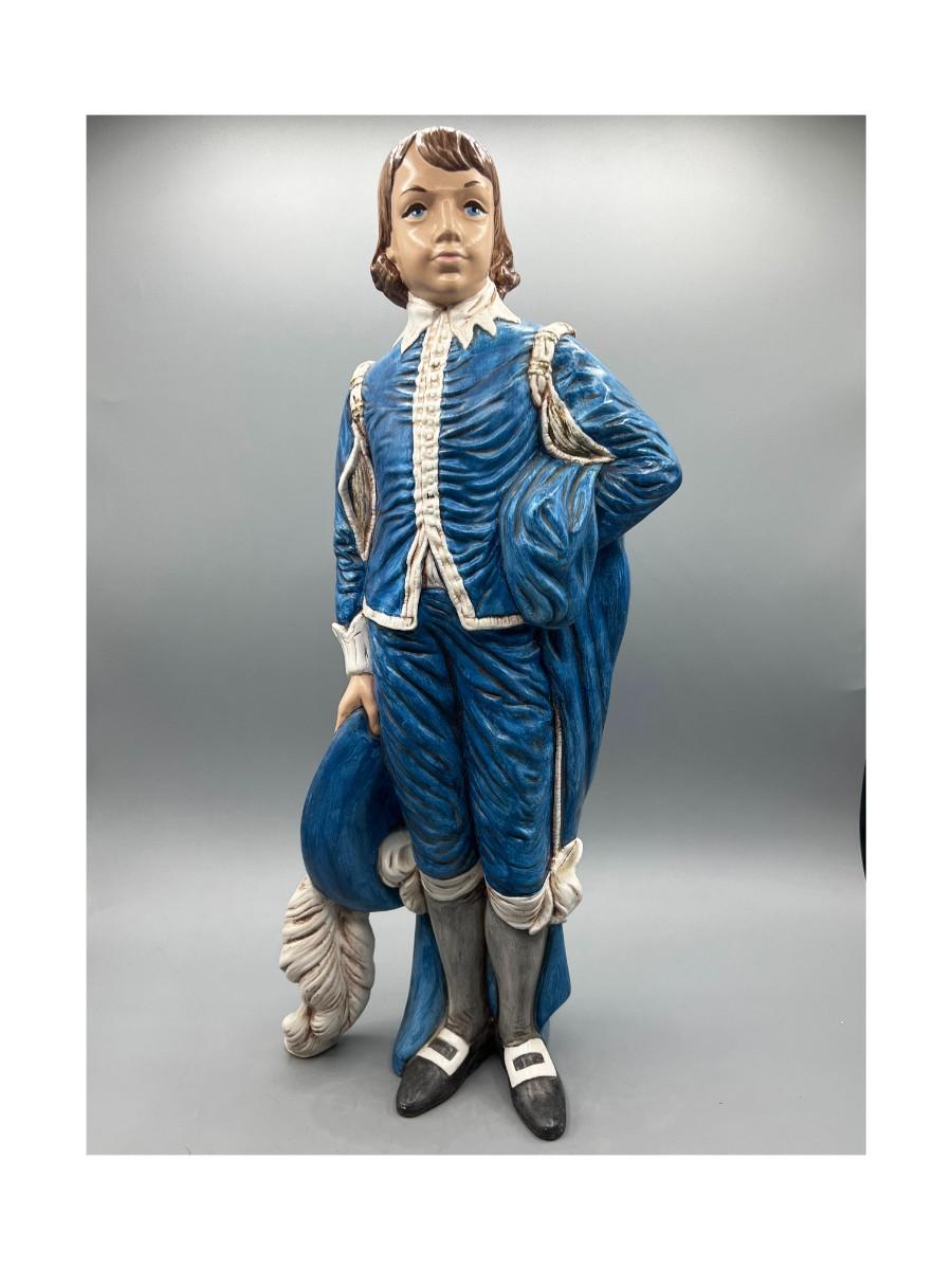 Blue Boy Figurine Vintage Ceramic Hand Painted Artist Signed Holland