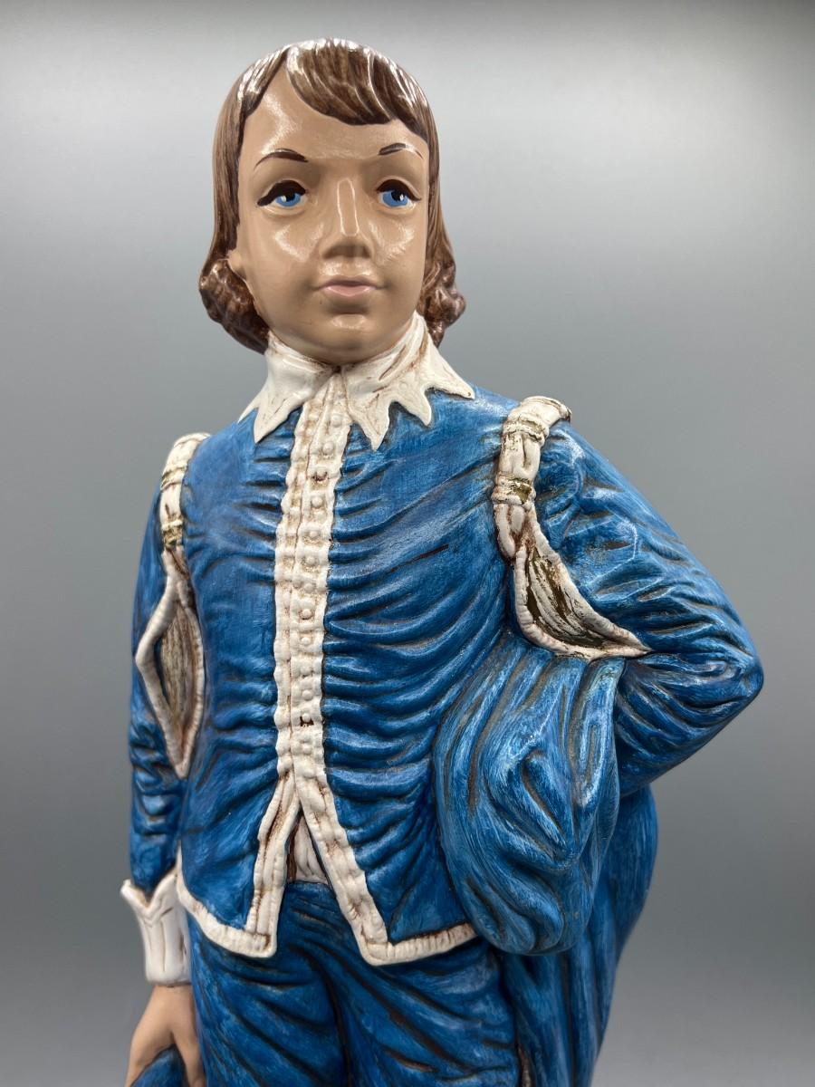 Blue Boy Figurine Vintage Ceramic Hand Painted Artist Signed Holland