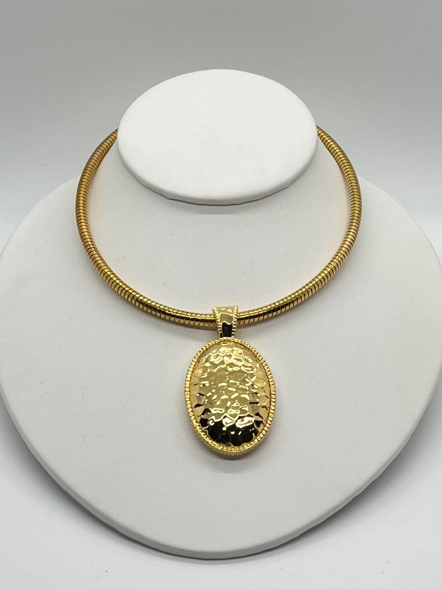 LOT 60 Reversible TwoTone Hammered Enhancer/Pendant on Round Goldtone