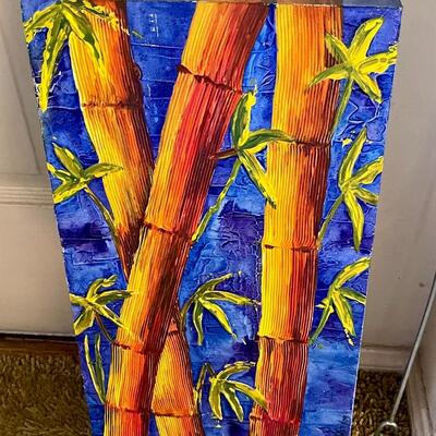 LOT 43   ACRYLIC PAINTING ON CANVAS "BAMBOO" SIGNED MARTA LUCIA VELEZ COLOMBIA