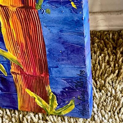 LOT 43   ACRYLIC PAINTING ON CANVAS "BAMBOO" SIGNED MARTA LUCIA VELEZ COLOMBIA