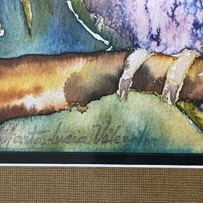 LOT 48  FRAMED WATER COLOR "PARROTS" SIGNED BY MARTA LUCIA VELEZ COLOMBIA S.A.