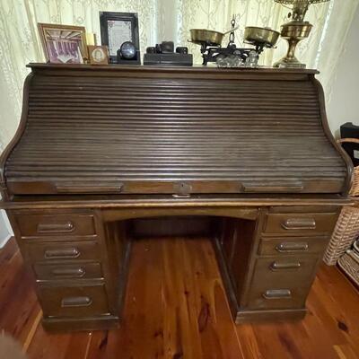 Antique 1930â€™s Barrel Top Desk