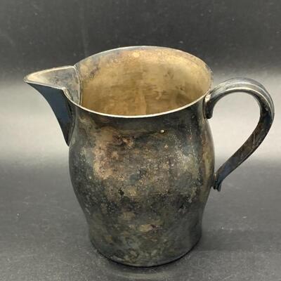 2 Small Pitchers - Vintage Paul Revere Reproduction & Green Glass EPNS Denmark - each 3.5â€ high x 3.5â€ wide approx