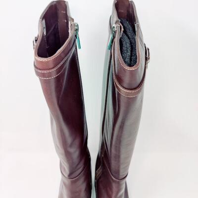 AK ANNE KLEIN WOMEN'S BROWN LEATHER BOOTS SIZE 10 M