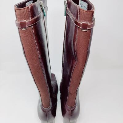 AK ANNE KLEIN WOMEN'S BROWN LEATHER BOOTS SIZE 10 M