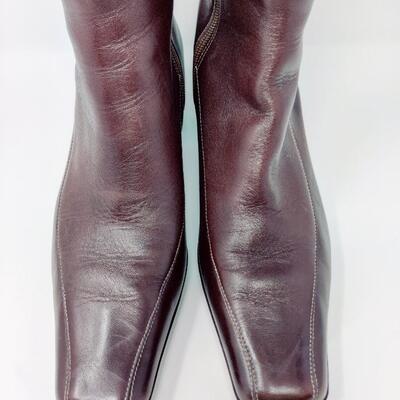 AK ANNE KLEIN WOMEN'S BROWN LEATHER BOOTS SIZE 10 M