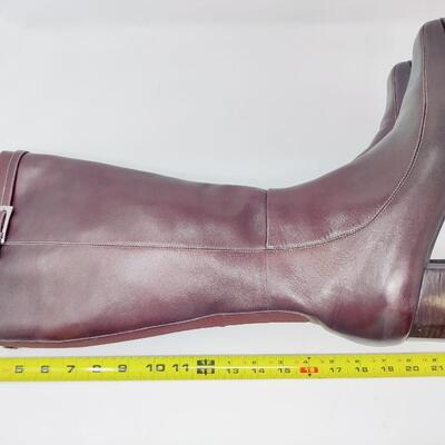 AK ANNE KLEIN WOMEN'S BROWN LEATHER BOOTS SIZE 10 M