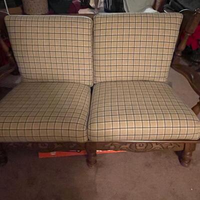 Mid Century Wood Settee