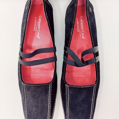 COLDWATER CREEK BY AEROSOLES WOMEN'S BLACK LEATHER FLATS SIZE 10 M