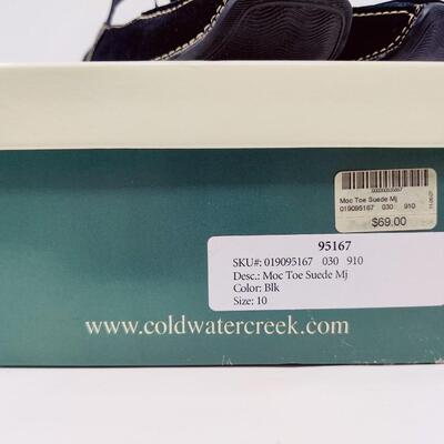 COLDWATER CREEK BY AEROSOLES WOMEN'S BLACK LEATHER FLATS SIZE 10 M