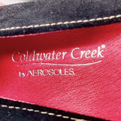 COLDWATER CREEK BY AEROSOLES WOMEN'S BLACK LEATHER FLATS SIZE 10 M