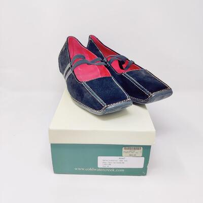 COLDWATER CREEK BY AEROSOLES WOMEN'S BLACK LEATHER FLATS SIZE 10 M